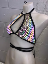 Load image into Gallery viewer, SLITHER | REFLECTIVE | Keyhole Halter Top, Women's Festival Top, Rave Top