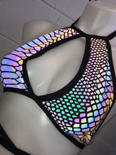 Load image into Gallery viewer, SLITHER | REFLECTIVE | Keyhole Halter Top, Women's Festival Top, Rave Top
