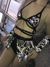 Load image into Gallery viewer, REFRACTION | REFLECTIVE | Chain Cage Top, Festival Top, Rave Top with Chains