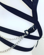 Load image into Gallery viewer, BLACK DARK STARR | Chain Cage Top, Festival Top, Rave Top with Chains