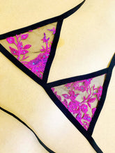 Load image into Gallery viewer, FLORAL SEQUIN SHEER | Triangle Top, Women's Festival Top, Rave Top
