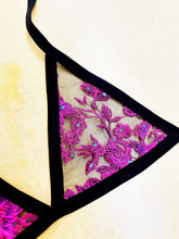 Load image into Gallery viewer, FLORAL SEQUIN SHEER | Triangle Top, Women's Festival Top, Rave Top