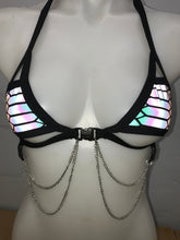 Load image into Gallery viewer, SLITHER | REFLECTIVE | Chain Cage Top, Festival Top, Rave Top with Chains