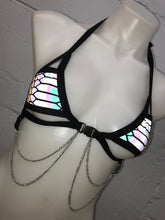 Load image into Gallery viewer, SLITHER | REFLECTIVE | Chain Cage Top, Festival Top, Rave Top with Chains