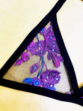 Load image into Gallery viewer, FLORAL SEQUIN SHEER | Triangle Top, Women's Festival Top, Rave Top