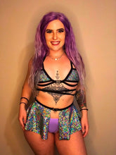 Load image into Gallery viewer, DISCO QUEEN | Cage Top + Ultra Mini Buckle Skirt