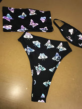 Load image into Gallery viewer, REFLECTIVE BUTTERFLY | Tube Top + High Waisted High Cut Bottoms + Mask, Women's Festival Outfit, Rave Set