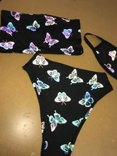 Load image into Gallery viewer, REFLECTIVE BUTTERFLY | Tube Top + High Waisted High Cut Bottoms + Mask, Women's Festival Outfit, Rave Set