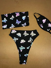 Load image into Gallery viewer, REFLECTIVE BUTTERFLY | Tube Top + High Waisted High Cut Bottoms + Mask, Women's Festival Outfit, Rave Set