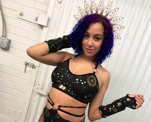 Load image into Gallery viewer, GOLD GODDESS VIBES | Corset Back Crop Top, Women's Festival Top, Rave Top