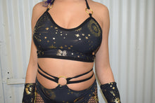 Load image into Gallery viewer, GOLD GODDESS VIBES | Corset Back Crop Top, Women's Festival Top, Rave Top