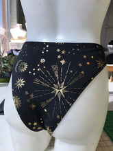 Load image into Gallery viewer, GOLD GODDESS VIBES | High Waisted High Cut Bottoms, Festival Bottoms, Rave Bottoms, Black Rave Outfit