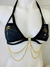 Load image into Gallery viewer, GOLD GODDESS VIBES | Gold Chain Cage Top, Festival Top, Rave Top with Chains