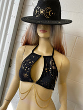 Load image into Gallery viewer, GOLD GODDESS VIBES | Keyhole Halter Chain Top, Festival Top, Rave Top with Chains