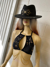 Load image into Gallery viewer, GOLD GODDESS VIBES | Keyhole Halter Chain Top, Festival Top, Rave Top with Chains