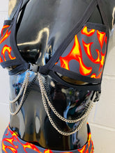 Load image into Gallery viewer, THAT'S HOT | Chain Cage Top + High Waisted High Cut Chain Bottoms + Face Mask + Gloves, Women's Festival Outfit, Rave Set
