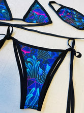 Load image into Gallery viewer, DAZED MUSHROOM | Bikini Top + Bikini Tie Bottoms + Mask, Women's Festival Outfit, Rave Set