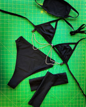 Load image into Gallery viewer, BASIC B*TCH | Chain Cage Top + High Waisted High Cut Bottoms + Mask + Gloves, Women's Festival Outfit, Rave Set