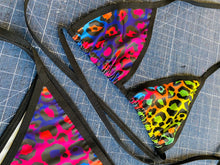 Load image into Gallery viewer, RAINBOW CHEETAH | Bikini Top + Bikini Bottoms, Women's Festival Outfit, Rave Set