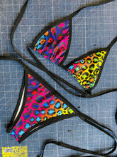 Load image into Gallery viewer, RAINBOW CHEETAH | Bikini Top + Bikini Bottoms, Women's Festival Outfit, Rave Set