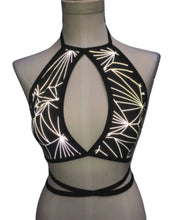 Load image into Gallery viewer, REFRACTION | REFLECTIVE | Keyhole Halter Top, Women's Festival Top, Rave Top