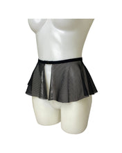 Load image into Gallery viewer, BLACK DARK STARR | Black Fishnet Ultra Mini Buckle Skirt, Rave Skirt, Festival Bottom