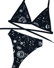 Load image into Gallery viewer, SILVER GODDESS VIBES | Reflective | Limited Edition | Triangle Top + High Waisted High Cut Bottoms, Women's Festival Outfit, Rave Set