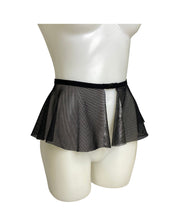 Load image into Gallery viewer, BLACK DARK STARR | Black Fishnet Ultra Mini Buckle Skirt, Rave Skirt, Festival Bottom