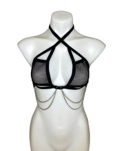 Load image into Gallery viewer, BLACK DARK STARR | Chain Cage Top, Festival Top, Rave Top with Chains