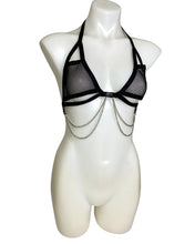 Load image into Gallery viewer, BLACK DARK STARR | Chain Cage Top, Festival Top, Rave Top with Chains
