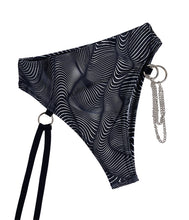 Load image into Gallery viewer, ILLUSIONS | High Waisted High Cut Chain Bottoms with Leg Wrap, Festival Bottoms, Rave Bottoms, Black Rave Outfit