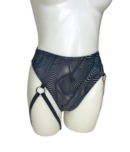 Load image into Gallery viewer, ILLUSIONS | High Waisted High Cut Chain Bottoms with Leg Wrap, Festival Bottoms, Rave Bottoms, Black Rave Outfit