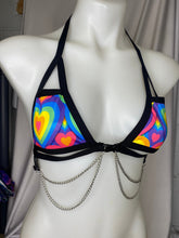 Load image into Gallery viewer, POSITIVE VIBRATIONS | Chain Cage Top, Festival Top, Rave Top with Chains