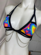 Load image into Gallery viewer, POSITIVE VIBRATIONS | Chain Cage Top, Festival Top, Rave Top with Chains