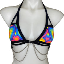 Load image into Gallery viewer, POSITIVE VIBRATIONS | Chain Cage Top, Festival Top, Rave Top with Chains