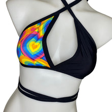 Load image into Gallery viewer, POSITIVE VIBRATIONS | Mismatch Triangle Top, Women's Festival Top, Rave Top