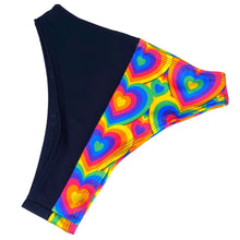 Load image into Gallery viewer, POSITIVE VIBRATIONS | High Waisted High Cut Bottoms, Festival Bottoms, Rave Bottoms, Black Rave Outfit