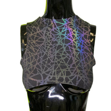 Load image into Gallery viewer, RAINBOW STATIC | REFLECTIVE | Underboob Sporty Crop Top, Women's Festival Top, Rave Top