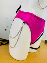 Load image into Gallery viewer, BRITNEY | High Waisted High Cut Chain Bottoms with Leg Wrap, Festival Bottoms, Rave Bottoms, Black Rave Outfit