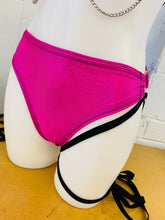 Load image into Gallery viewer, BRITNEY | High Waisted High Cut Chain Bottoms with Leg Wrap, Festival Bottoms, Rave Bottoms, Black Rave Outfit