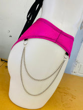 Load image into Gallery viewer, BRITNEY | High Waisted High Cut Chain Bottoms with Leg Wrap, Festival Bottoms, Rave Bottoms, Black Rave Outfit