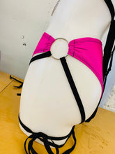 Load image into Gallery viewer, BRITNEY | High Waisted High Cut Chain Bottoms with Leg Wrap, Festival Bottoms, Rave Bottoms, Black Rave Outfit
