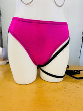 Load image into Gallery viewer, BRITNEY | High Waisted High Cut Chain Bottoms with Leg Wrap, Festival Bottoms, Rave Bottoms, Black Rave Outfit