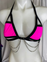 Load image into Gallery viewer, PINK BASIC B*TCH | Chain Cage Top, Festival Top, Rave Top with Chains