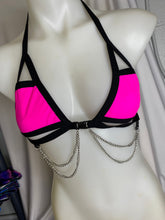 Load image into Gallery viewer, PINK BASIC B*TCH | Chain Cage Top, Festival Top, Rave Top with Chains