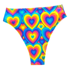 Load image into Gallery viewer, POSITIVE VIBRATIONS | High Waisted High Cut Bottoms, Festival Bottoms, Rave Bottoms, Rainbow Rave Outfit