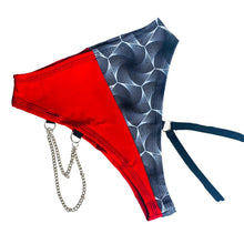 Load image into Gallery viewer, HEXX | High Waisted High Cut Chain Bottoms with Leg Wrap, Festival Bottoms, Rave Bottoms, Black Rave Outfit