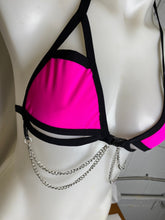 Load image into Gallery viewer, PINK BASIC B*TCH | Chain Cage Top, Festival Top, Rave Top with Chains