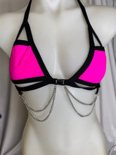 Load image into Gallery viewer, PINK BASIC B*TCH | Chain Cage Top, Festival Top, Rave Top with Chains