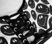 Load image into Gallery viewer, BLACK and WHITE | Front Tie Crop Top, Women's Festival Top, Rave Top